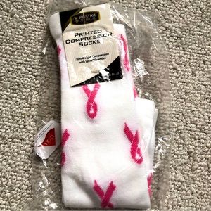 Breast cancer compression socks pink ribbon
